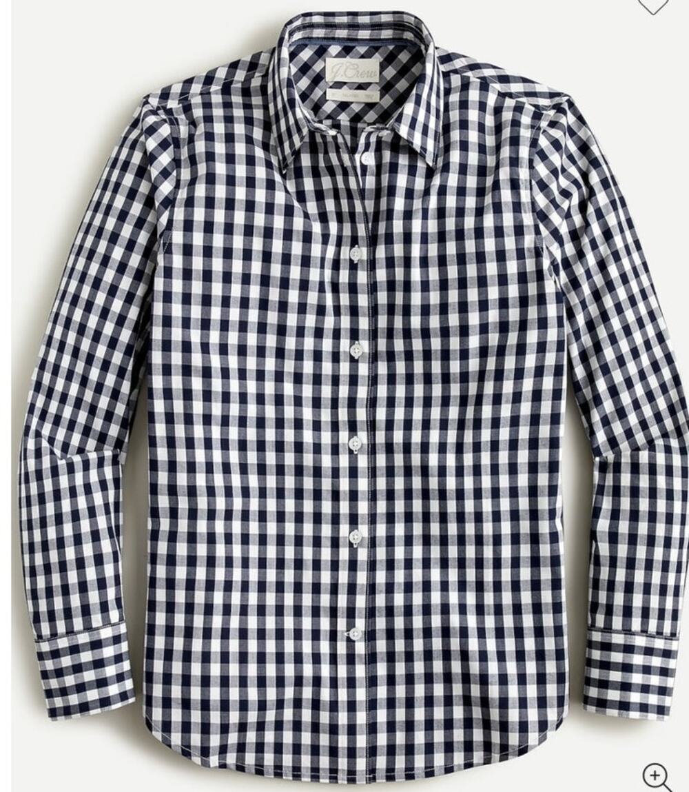 J.Crew Black White Gingham Button Front Cotton Shirt Size 4